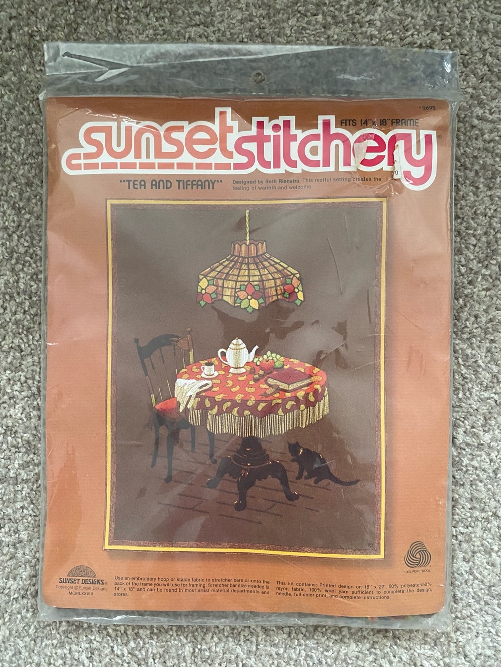 NEW Sunset Stitchery 2695 Tea And Tiffany Beth Reinstra Vintage Embroidery Kit